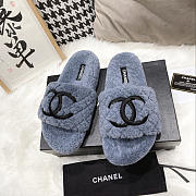 Chanel CC Fur Slides Blue - 2