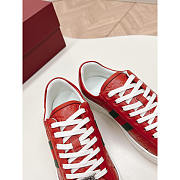 Gucci Ace Sneaker With Web In Red Leather - 3