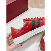 Gucci Ace Sneaker With Web In Red Leather - 2