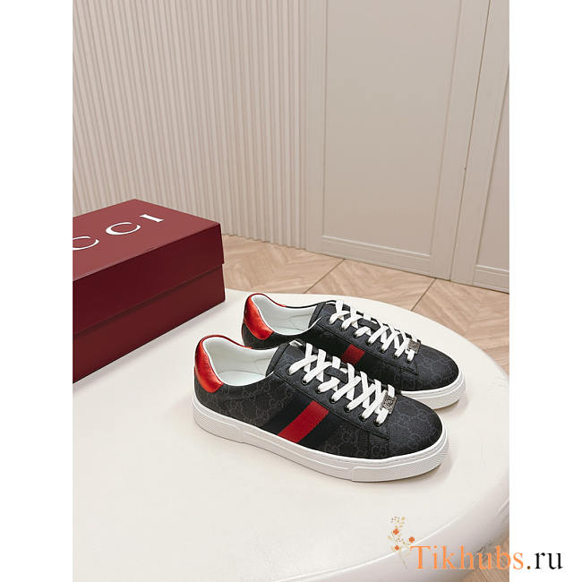 Gucci Ace Sneaker With Web In Black - 1