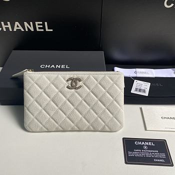 Chanel Wallet Caviar Gold White 20cm