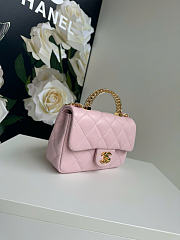 Chanel Top Handle Pink Flap Lambskin 17x11x6cm - 4