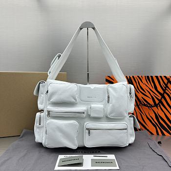 Balenciaga Superbusy Large Sling Bag White Lambskin 41x28x18cm