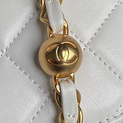 Chanel Mini Flap Bag Lambskin Pearls Gold White 20x12x6cm - 5