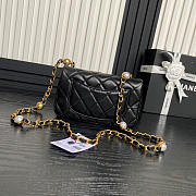 Chanel Mini Flap Bag Lambskin Pearls Gold Black 20x12x6cm - 5