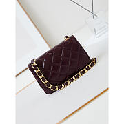 Chanel Classic Flap Bag Leather Burgundy 20x13x4.5cm - 5