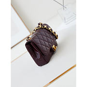 Chanel Classic Flap Bag Leather Burgundy 20x13x4.5cm - 4