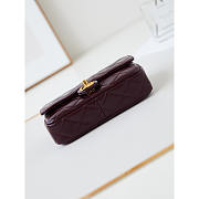 Chanel Classic Flap Bag Leather Burgundy 20x13x4.5cm - 3