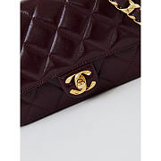 Chanel Classic Flap Bag Leather Burgundy 20x13x4.5cm - 2