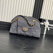 Chanel Large Bowling Bag Denim Gold Grey 33x21.5x14.5cm - 1