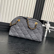 Chanel Large Bowling Bag Denim Gold Grey 33x21.5x14.5cm - 4