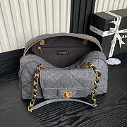 Chanel Large Bowling Bag Denim Gold Grey 33x21.5x14.5cm - 5