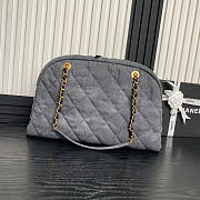 Chanel Maxi Bowling Bag Denim Gold Grey 44x28x15.5cm - 6