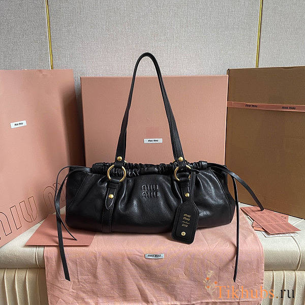 Miu Miu Joie Nappa Leather Black Bag 44x16x10.5cm - 1