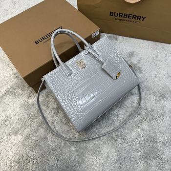 Burberry Embossed Leather Mini Frances Bag Grey 27 x 11 x 20 cm