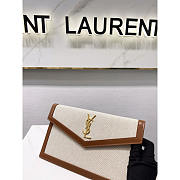 YSL Uptown Leather-trimmed Canvas Pouch Beige 27x16x2cm - 3