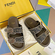 Fendi Feel Sandals Sandals Fabric FF Olive Green - 1