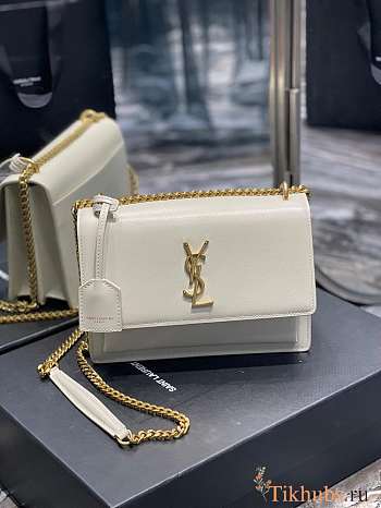 YSL Sunset Medium White Gold 22x8x16cm