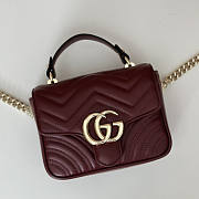 Gucci GG Marmont Mini Top Handle Bag Red Wine 17x13x6cm - 2