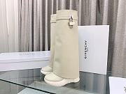 Givenchy Shark Lock Biker Long Ankle Boot Grain Leather White - 5