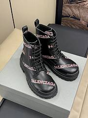 Balenciaga Leather Lace Up Combat Boots - 4