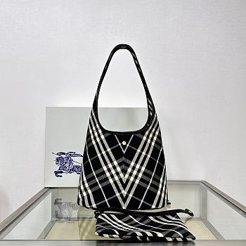 Burberry Small Check Shoulder Bag Black 26.5 x 13.5 x 46.5cm