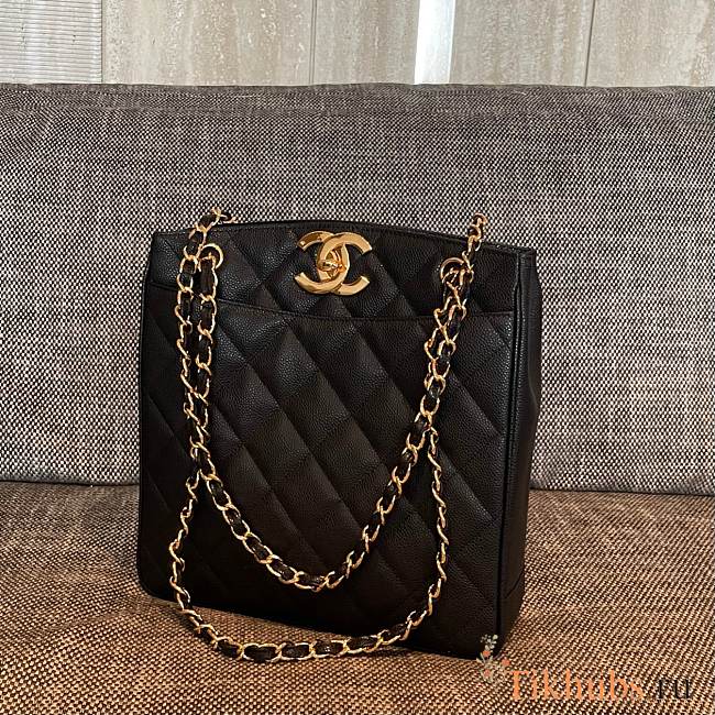 Chanel Tote Vintage Black Caviar Gold 28x9x30cm - 1