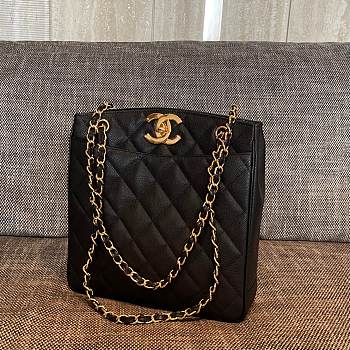 Chanel Tote Vintage Black Caviar Gold 28x9x30cm