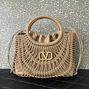 Valentino Allknots Woven Leather Shopper Beige 38x34x7cm - 1