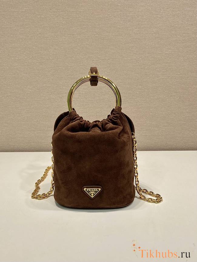 Prada Brown Suede Mini 19x15x8cm - 1