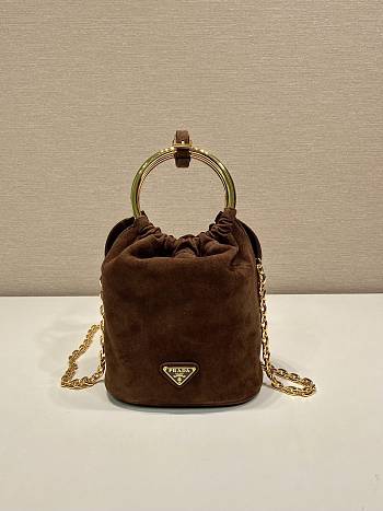 Prada Brown Suede Mini 19x15x8cm