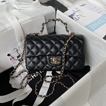 Chanel Top Handle Bag Black Lambskin Gold 20x12x6cm