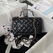 Chanel Top Handle Bag Black Lambskin Gold 20x12x6cm - 4