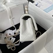 Chanel Top Handle Bag White Lambskin Gold 20x12x6cm - 4