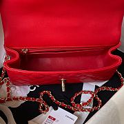 Chanel Top Handle Bag Red Lambskin Gold 20x12x6cm - 4