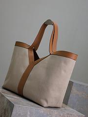 YSL Tote Bag Beige Canvas Leather 50×33×16cm - 4