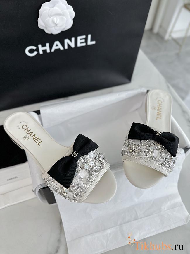 Chanel White Black Slides 02 - 1