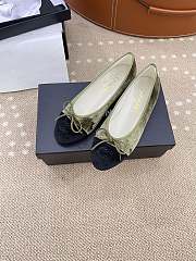 Chanel Ballerina Green Black Velvet Flat - 3