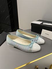 Chanel Ballerina Flat Blue Tweed - 1