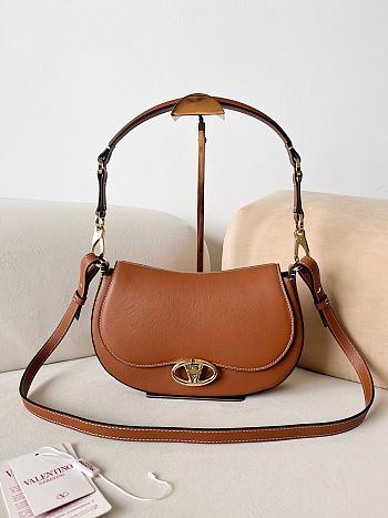 Valentino Small Garavani Ohval Shoulder Bag Brown 26x13x6.5cm