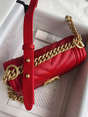 Chanel Small Leboy Bag Red Caviar Gold 20cm - 5