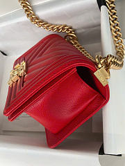 Chanel Small Leboy Bag Red Caviar Gold 20cm - 4