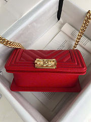 Chanel Small Leboy Bag Red Caviar Gold 20cm - 2