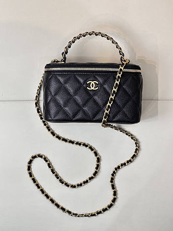 Chanel Vanity Top Handle Bag Black Caviar Gold 16x9.5x8cm