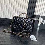 Chanel Flap Bag Top Handle Black Lambskin 25cm - 6