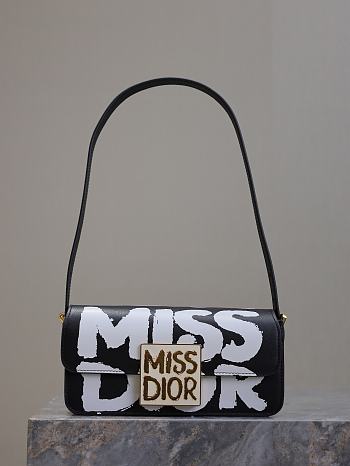 Dior Flap Bag Black White Miss Dior Graffiti Printed 22 x 11 x 6 cm