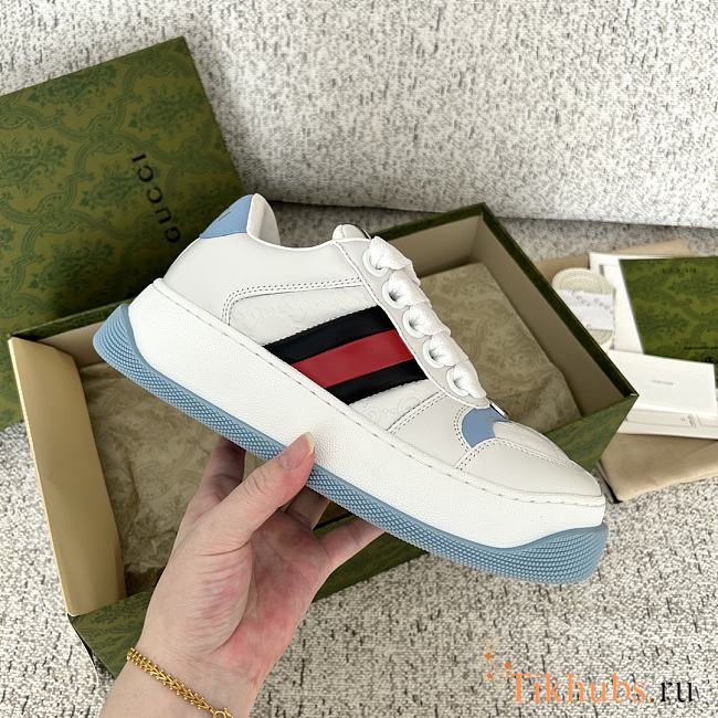 Gucci Sneaker With Web White Blue - 1