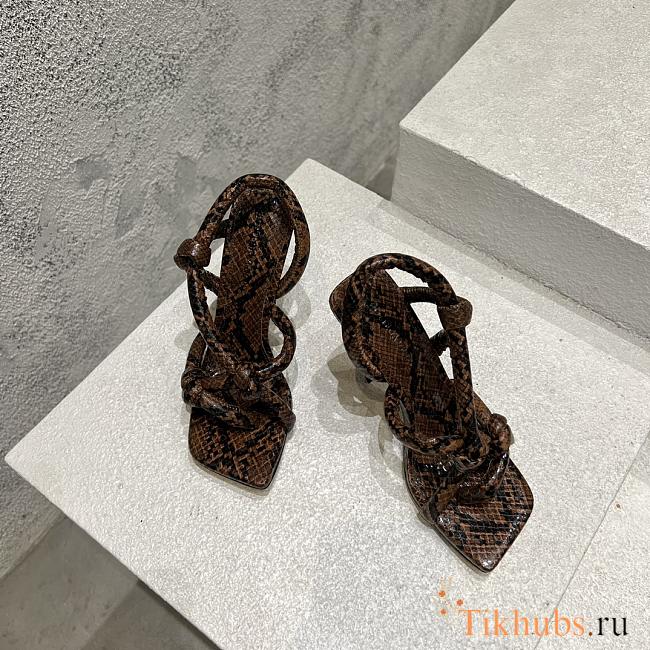 Bottega Veneta Snakeskin Print Leather Brown Jimbo Sandals 10cm - 1