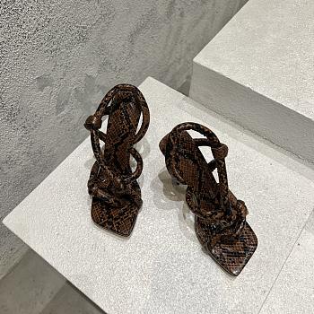 Bottega Veneta Snakeskin Print Leather Brown Jimbo Sandals 10cm