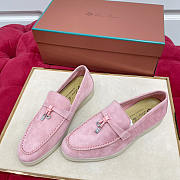 Loro Piana Summer Charms Walk Loafers Suede Pink - 1